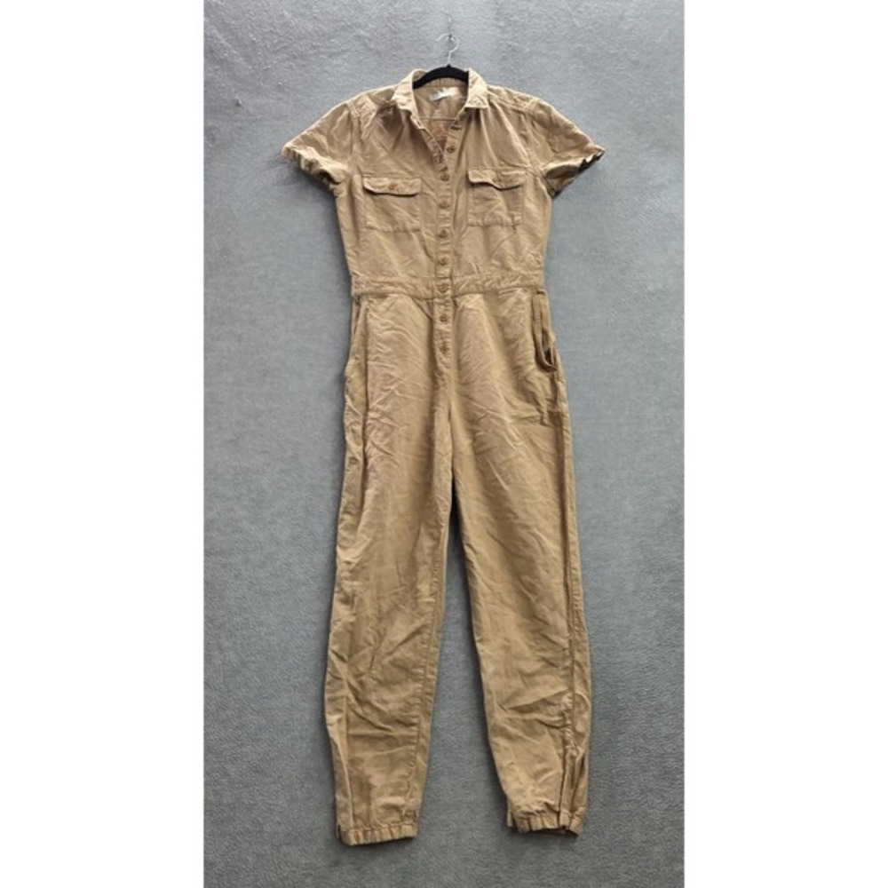 Outerknown Women Pants S Tan Cotton Linen Organic Jumpsuit Utility SEA Victory‎